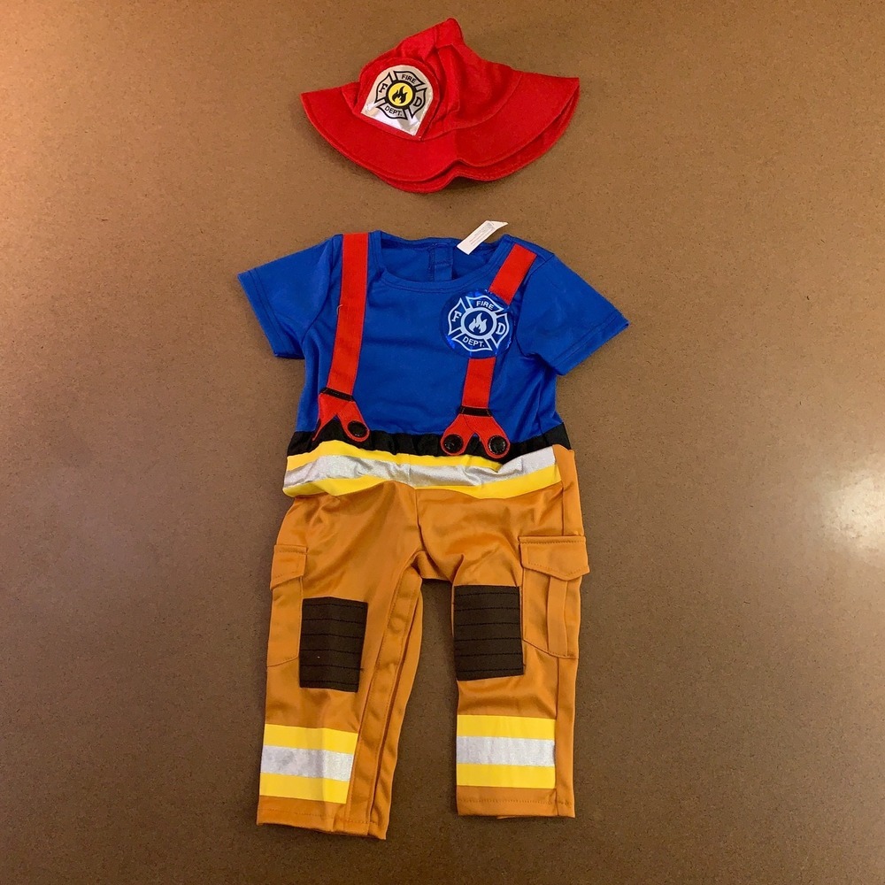 Amscan Baby Size 6-12 Months 2 Piece Jumpsuit & Hat First Fireman Costume NWT - Picture 2 of 13